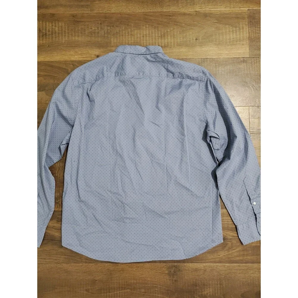 J. Crew Flex Washed Shirt Button Down Men XL Blue Polka Dots Stretch Slim NEW
